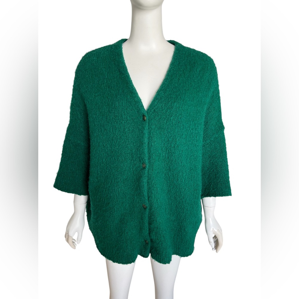 American Vintage Mohair Oversized Cardigan Sweater One Size Green Preppy Coastal